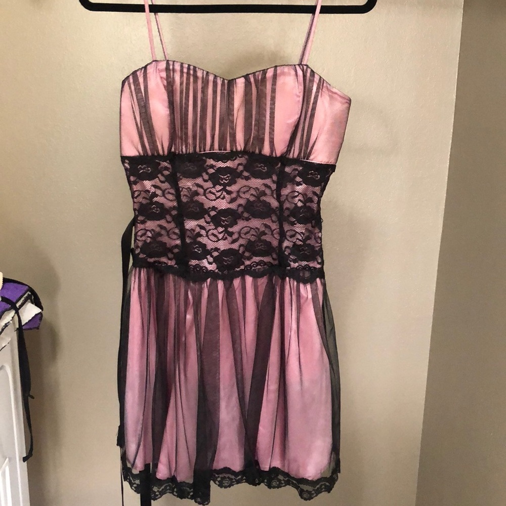 Pink & Black Lace Dress
